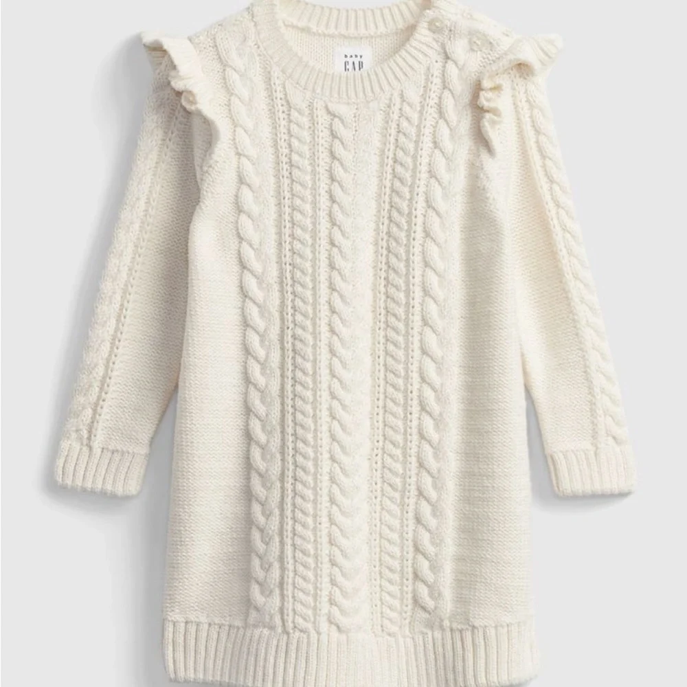 Gap Baby Cable-Knit Sweater Dress Ivory Frost